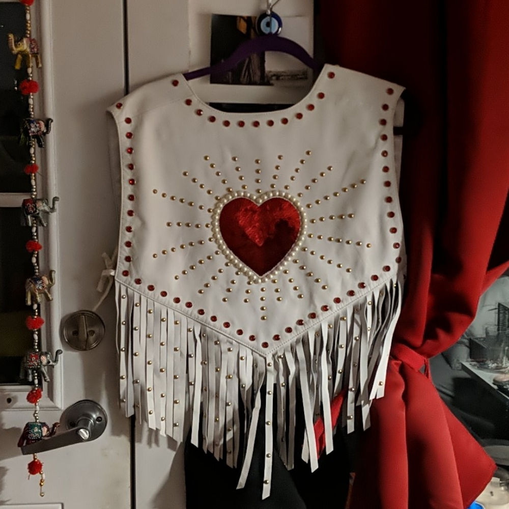 Topshop real leather beaded sequin vest